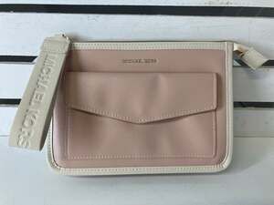 MICHAEL KORS, SMALL PINK, WHITE CLUTCH WRISTLET